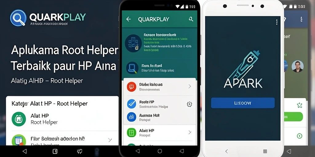 Antarmuka utama QUARKPLAY menampilkan fitur-fitur Root Helper yang mudah digunakan.