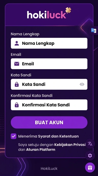 Tampilan halaman daftar hokiluck